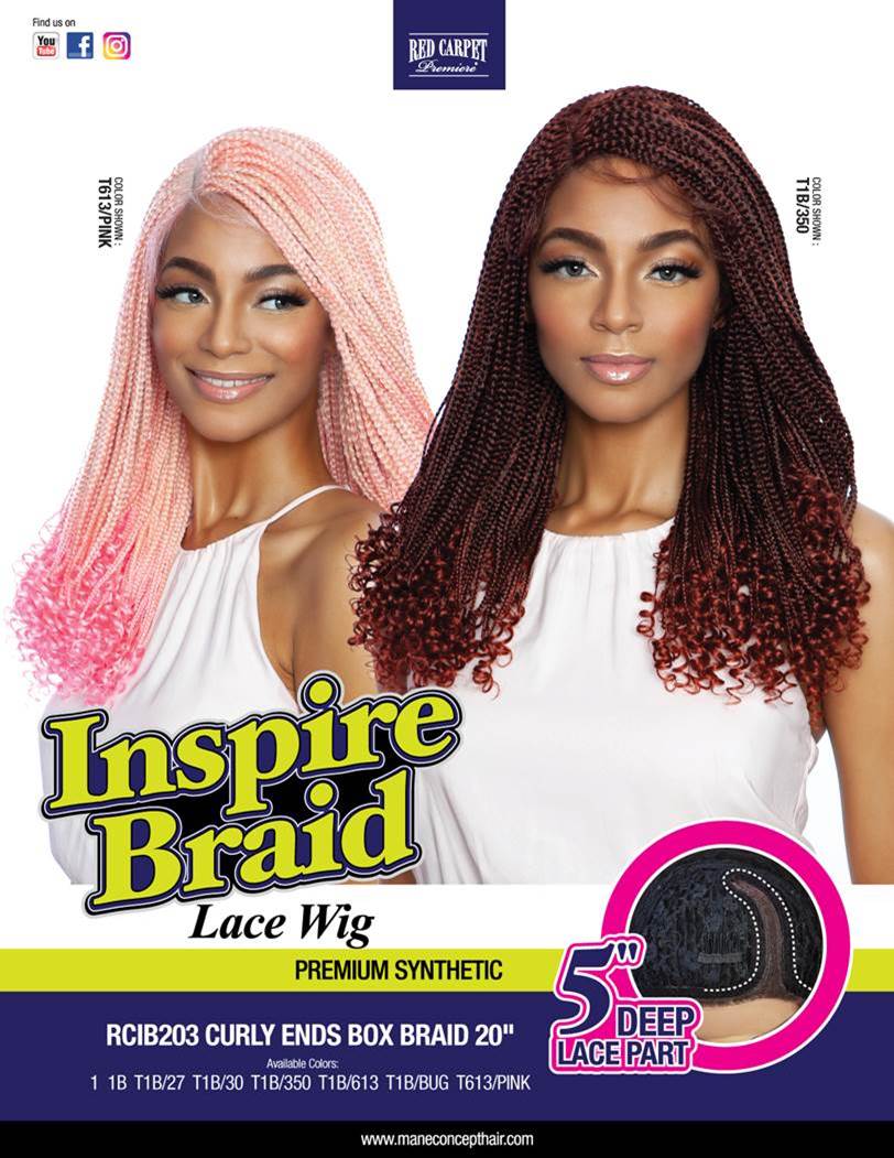 Red Carpet Inspire Braid 5 Deep Lace Part Premium Synthetic Hair Curly Ends Box Braid Wig Rcib3 Dhd Wigs Wigs Braids Weaves Accessories Hair Care Half Wigs Hair Piece