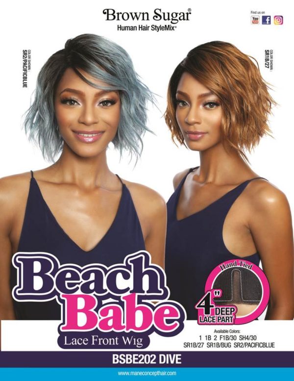 Mane Concept BROWN SUGAR BEACH BABE LACE FRONT WIG Blended Human Hair Coastal Dive BSBE202